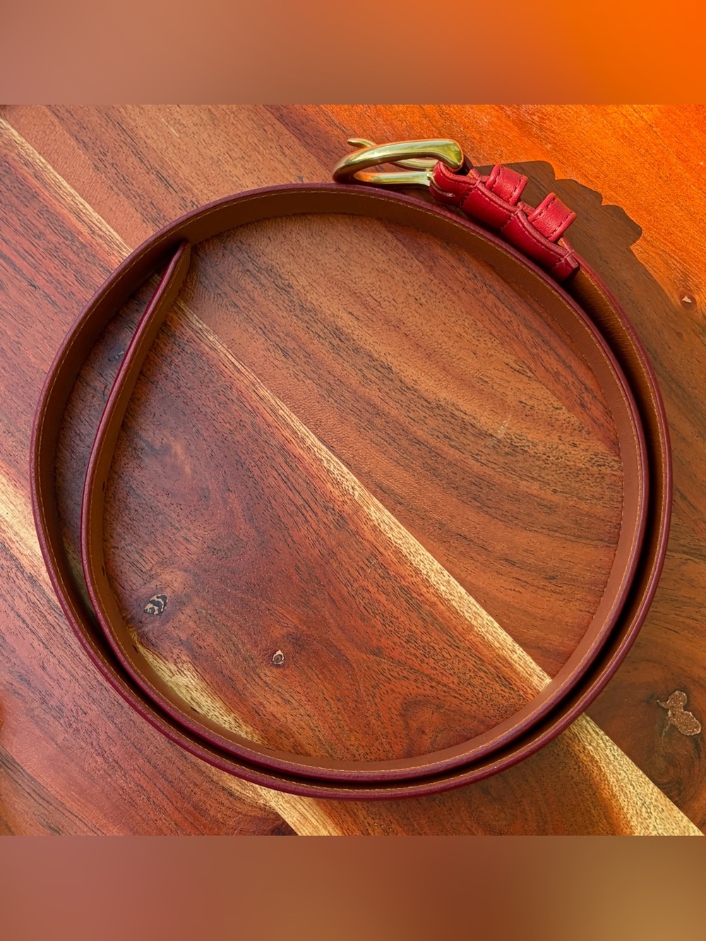 Vintage COACH Red Leather Belt Brass Buckle 8400 EUC - Picture 6 of 11